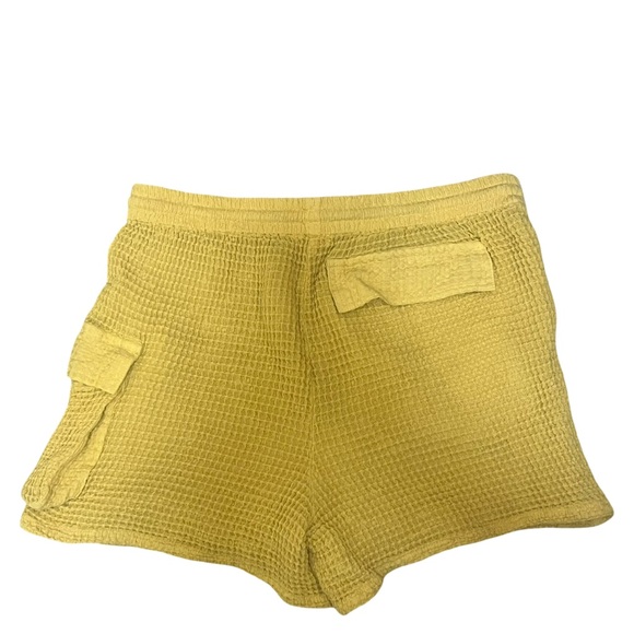 DONNI. Mustard Waffle Knit Shorts Women Size Small 100% Cotton - Picture 4 of 8
